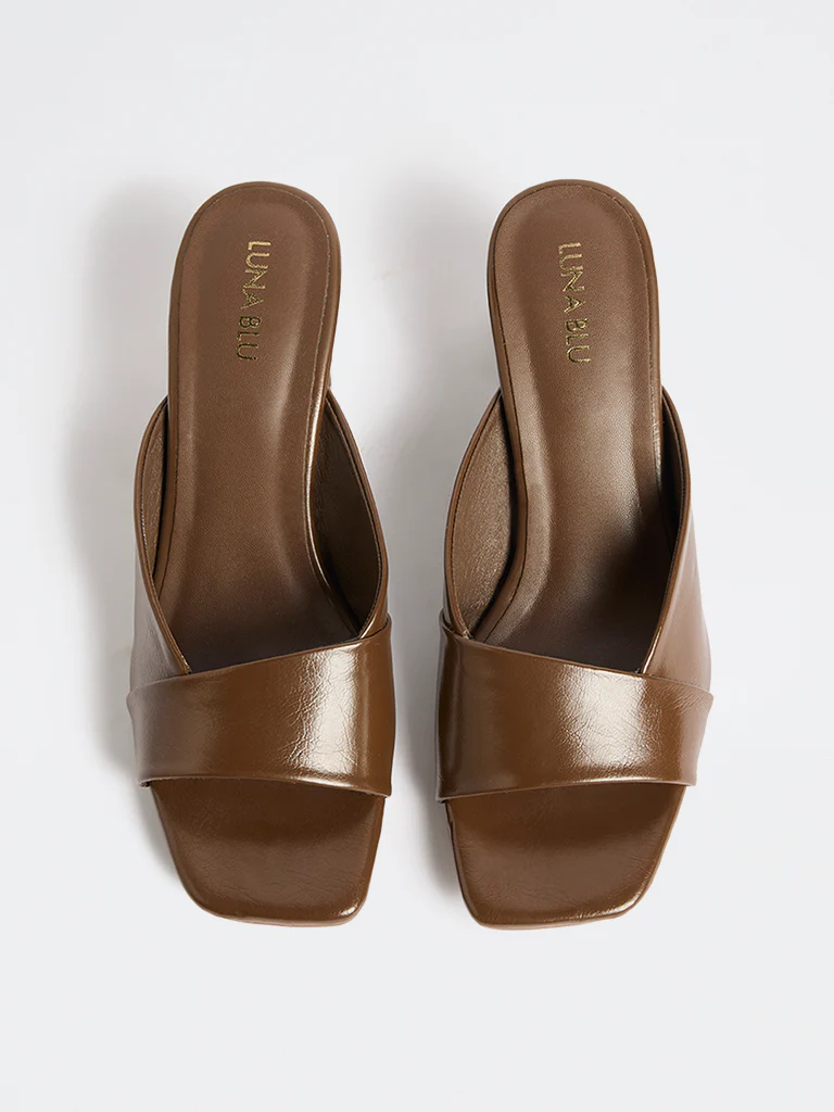 LUNA BLU Dark Brown Mule-Heel Sandals - Image 3