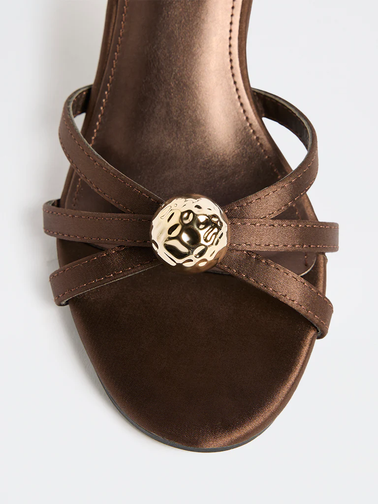 LUNA BLU Dark Brown Statement-Heel Slingback Sandals - Image 4
