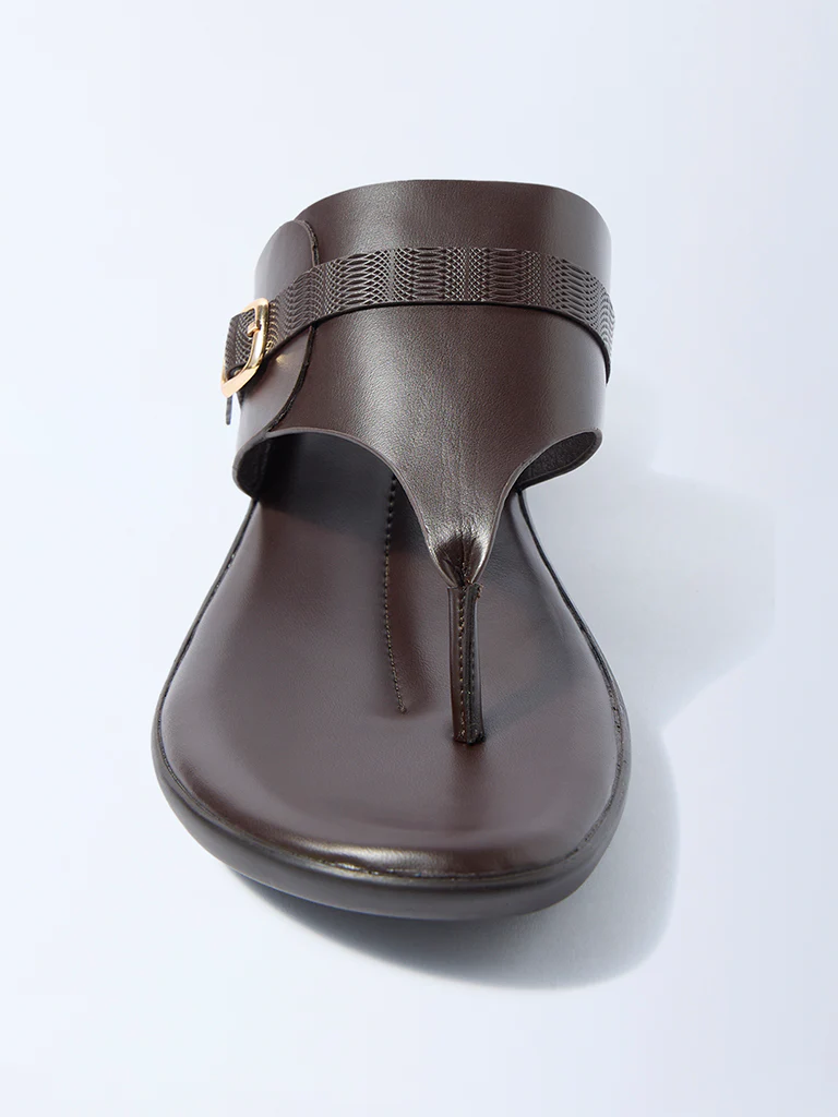 LUNA BLU Dark Brown Wedge-Heel Comfort Sandals - Image 3