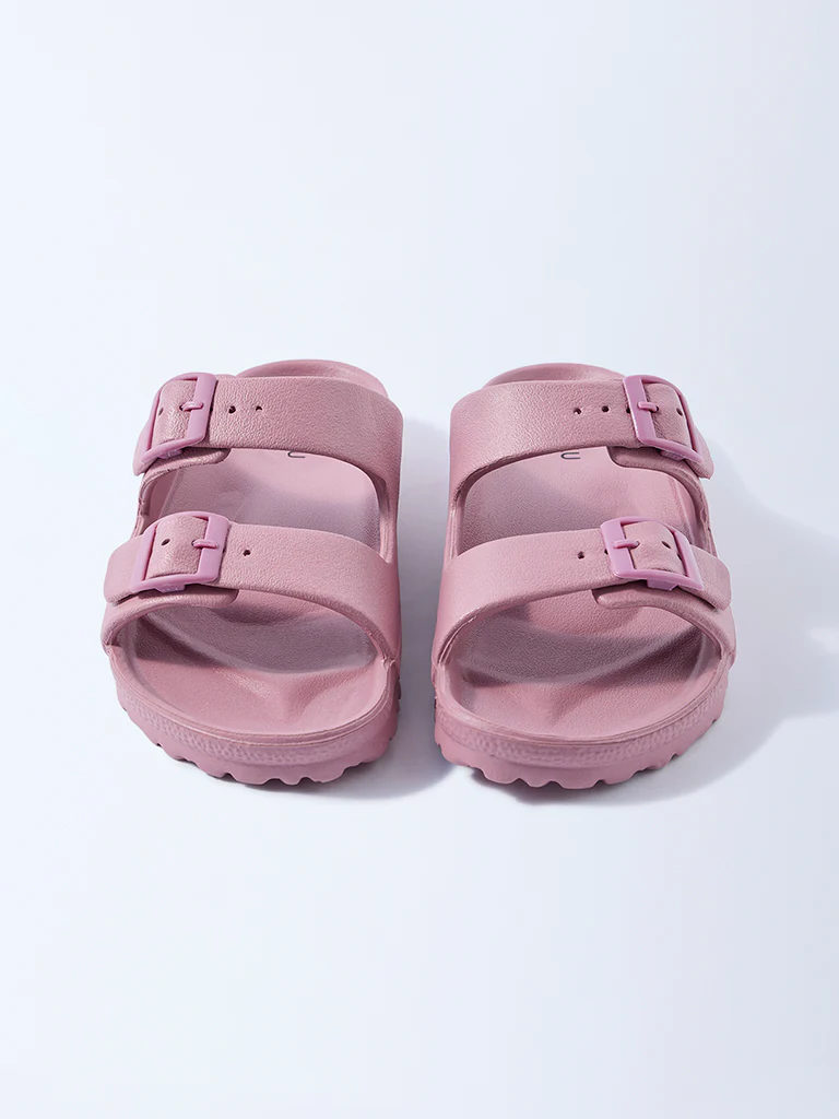 LUNA BLU Dull Pink Dual-Strap Slip-On Sandals - Image 3