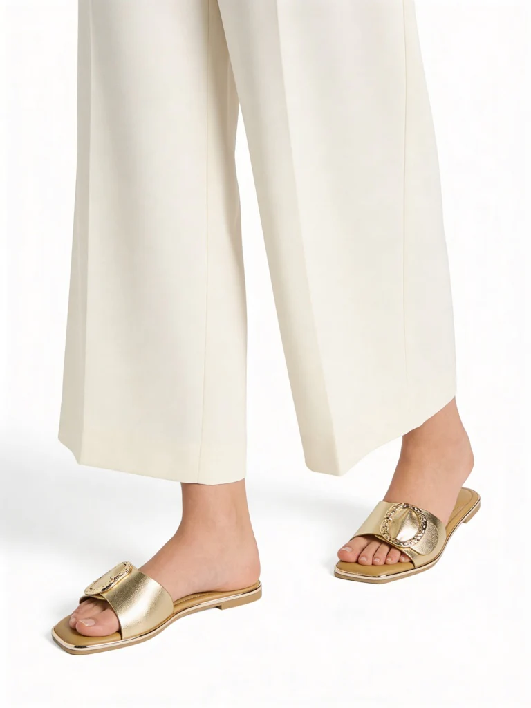 LUNA BLU Gold Buckle-Detailed Slides