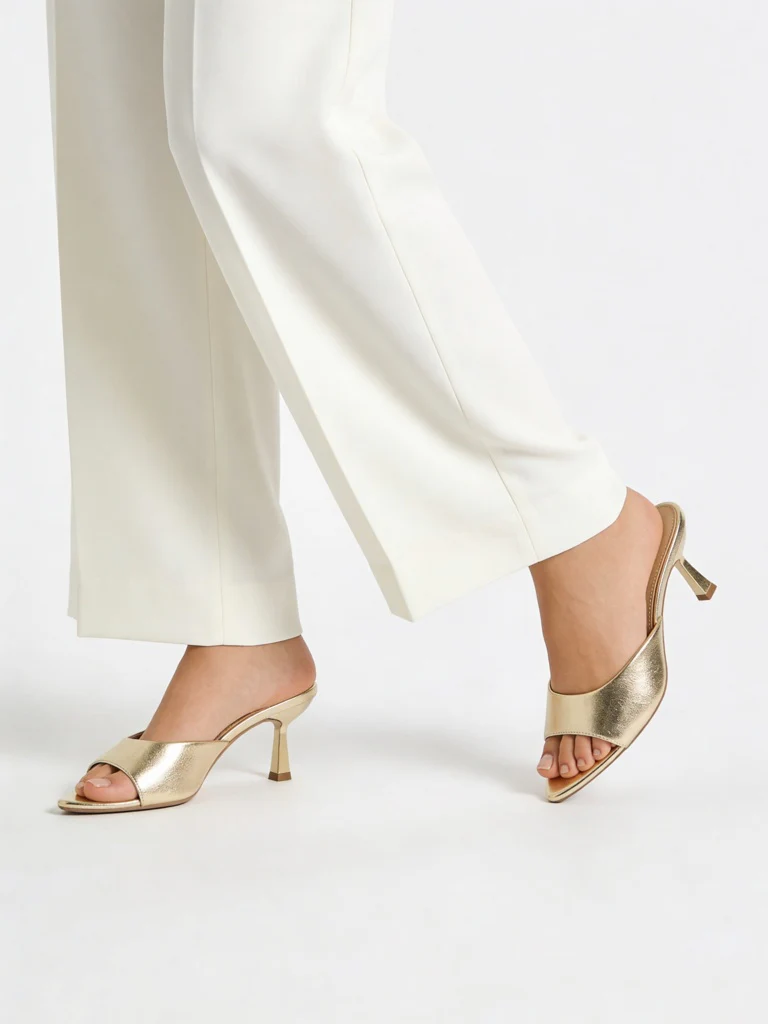 LUNA BLU Gold Heel Mules