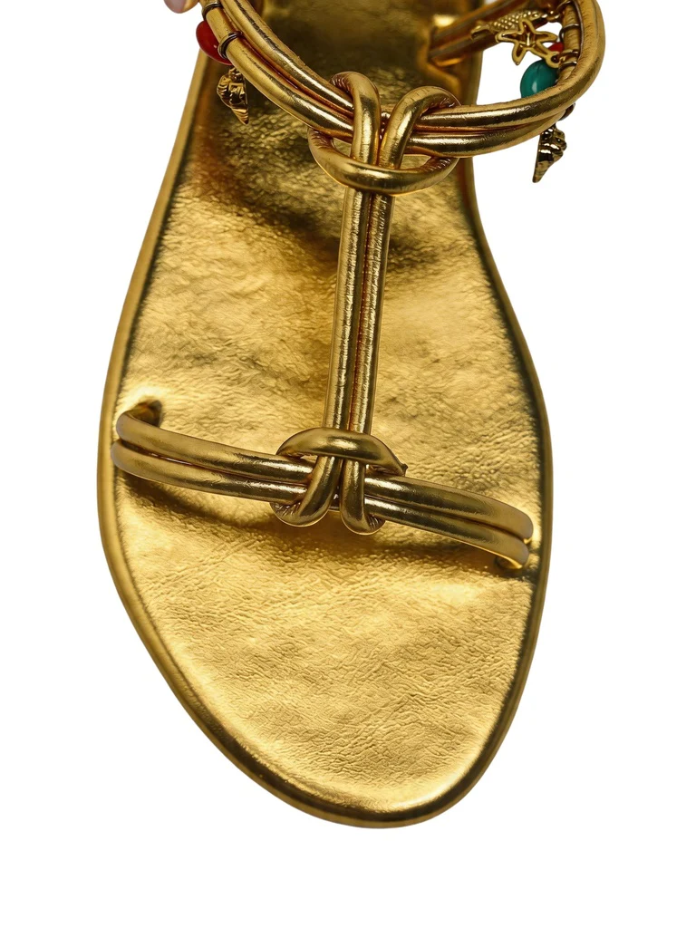 LUNA BLU Gold Multi Charm Metallic Slingback Sandals - Image 3