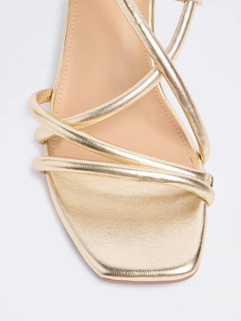 LUNA BLU Gold Multi-Strap Heel Sandals - Image 4