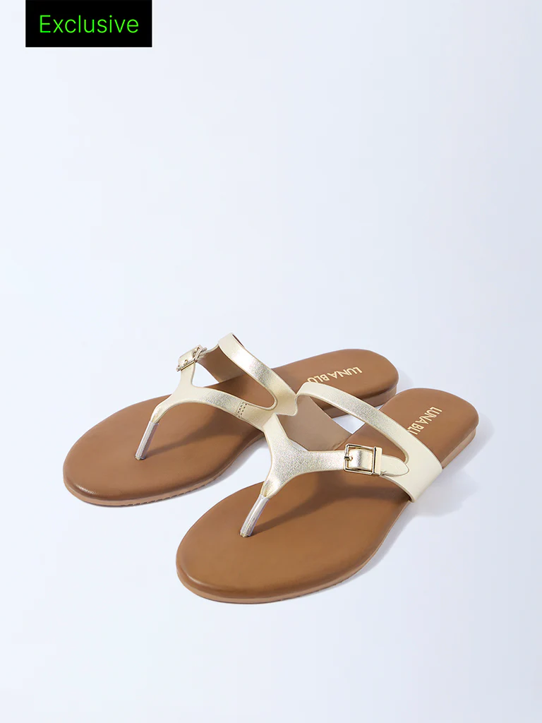 LUNA BLU Gold Thong-Strap Sandals - Exclusive