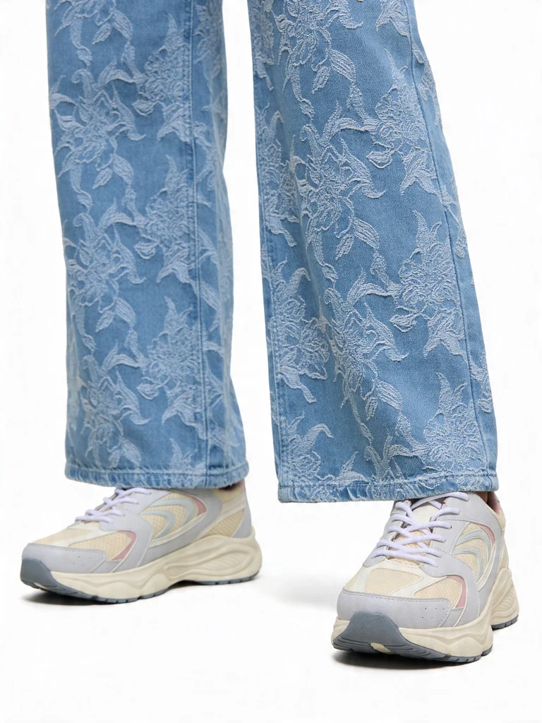 LUNA BLU Grey Sude-Detail Mesh Lace-Up Sneakers