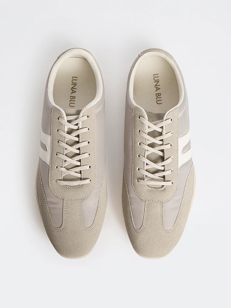 LUNA BLU Grey Suede Lace-Up Sneakers - Image 2