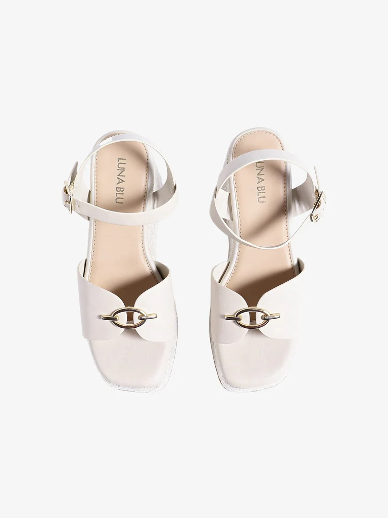 LUNA BLU Ivory Ankle Strap Wedge Sandals - Image 2