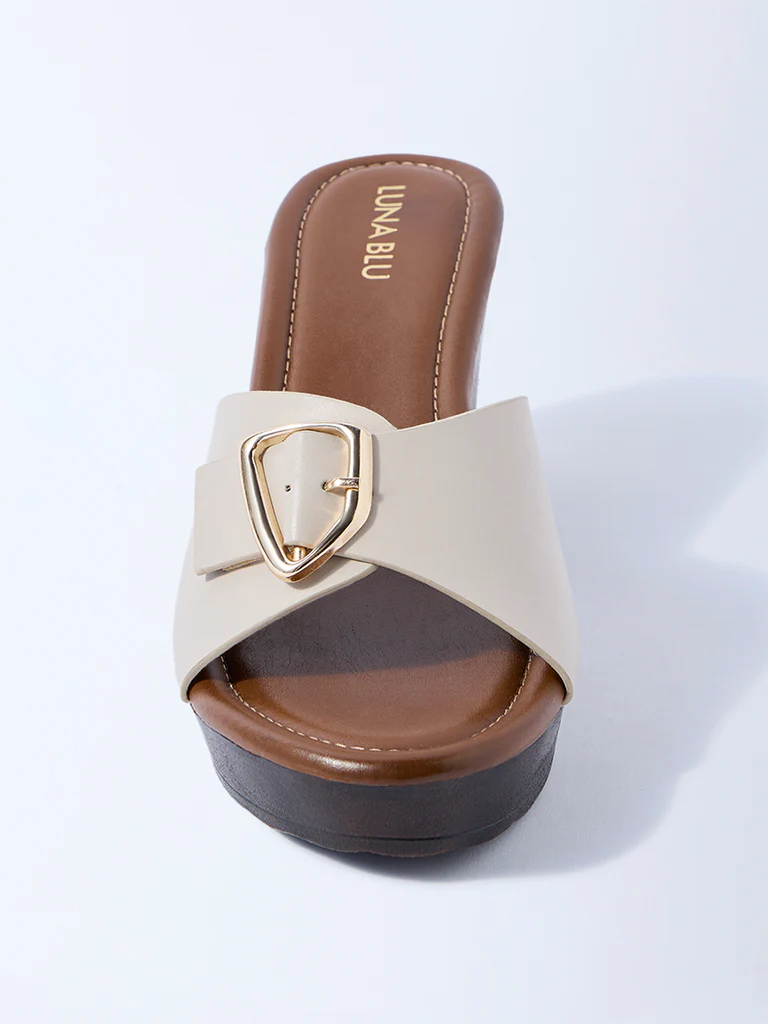 LUNA BLU Ivory Block Heel Sandals - Image 3