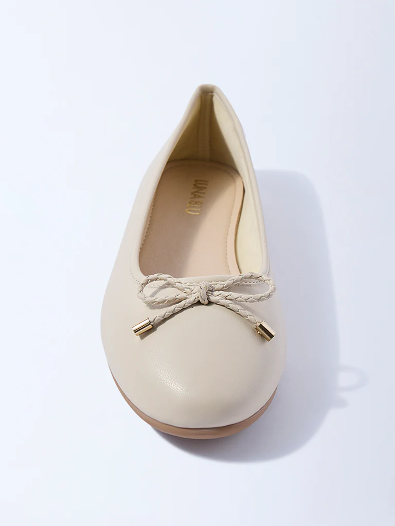 LUNA BLU Ivory Bow-Detailed Ballerinas - Image 3