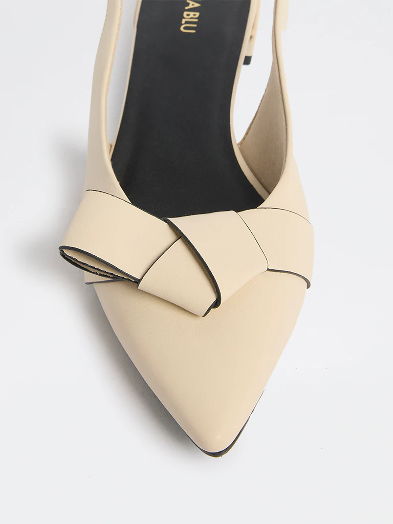 LUNA BLU Ivory Bow-Detailed Slingback Mules - Image 3