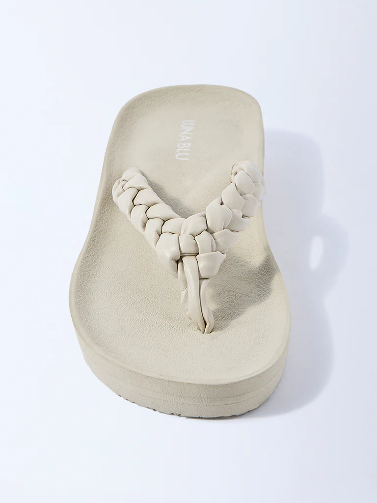 LUNA BLU Ivory Braided Comfort Flip-Flops - Image 3