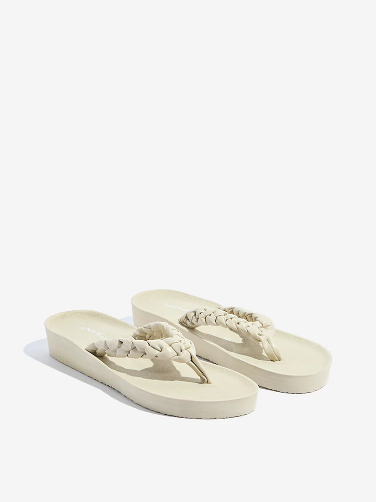 LUNA BLU Ivory Braided Flip-Flops - Image 2