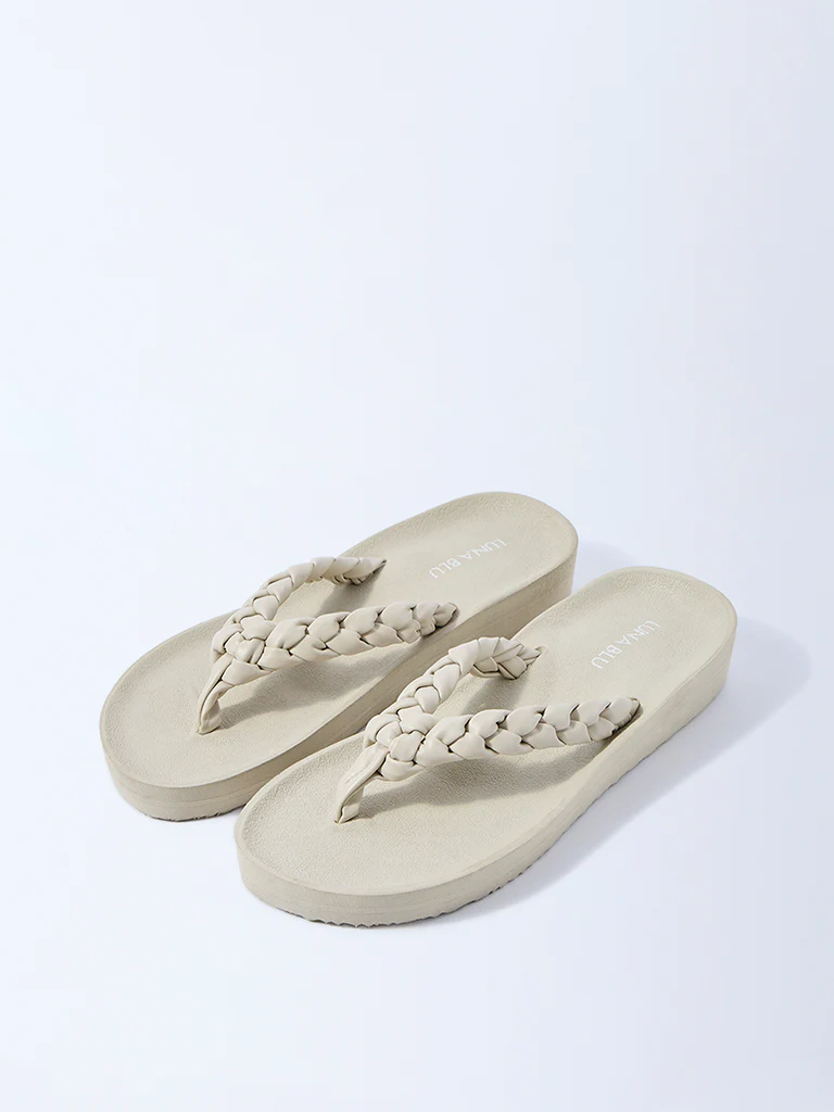 LUNA BLU Ivory Braided Flip-Flops - Image 2