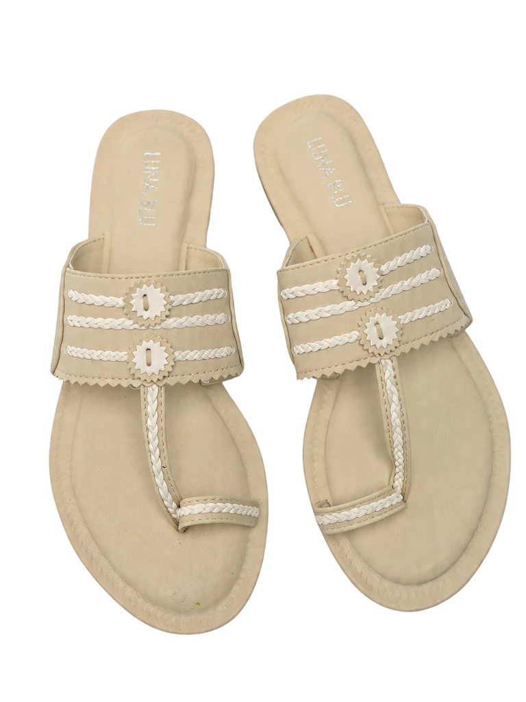 LUNA BLU Ivory Braided Strap Flat Kolhapuri Sandals