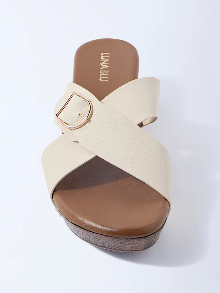 LUNA BLU Ivory Buckle-Detailed Block-Heel Sandals - Exclusive - Image 3