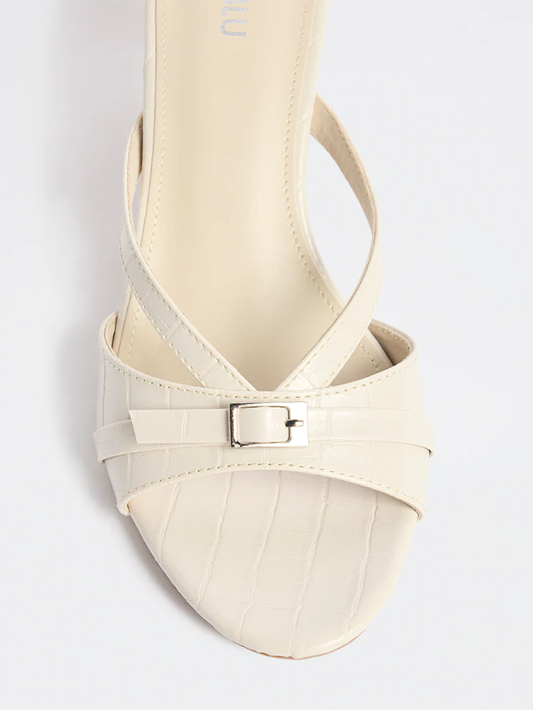 LUNA BLU Ivory Buckle-Detailed Sandals - Image 3