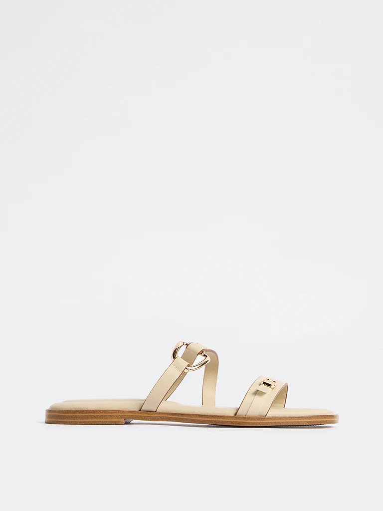 LUNA BLU Ivory Buckle-Detailed Sandals