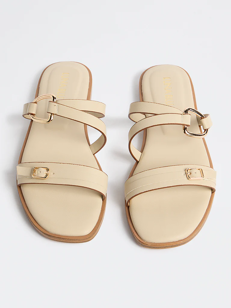 LUNA BLU Ivory Buckle-Detailed Sandals - Image 2