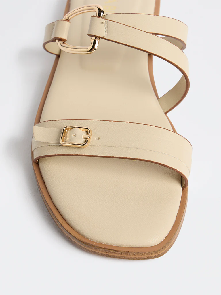 LUNA BLU Ivory Buckle-Detailed Sandals - Image 3