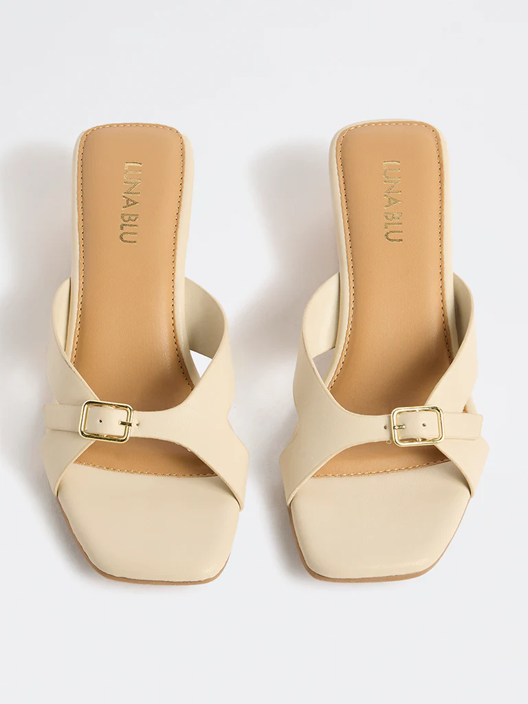 LUNA BLU Ivory Buckle-Strap Wedge Sandals - Image 3