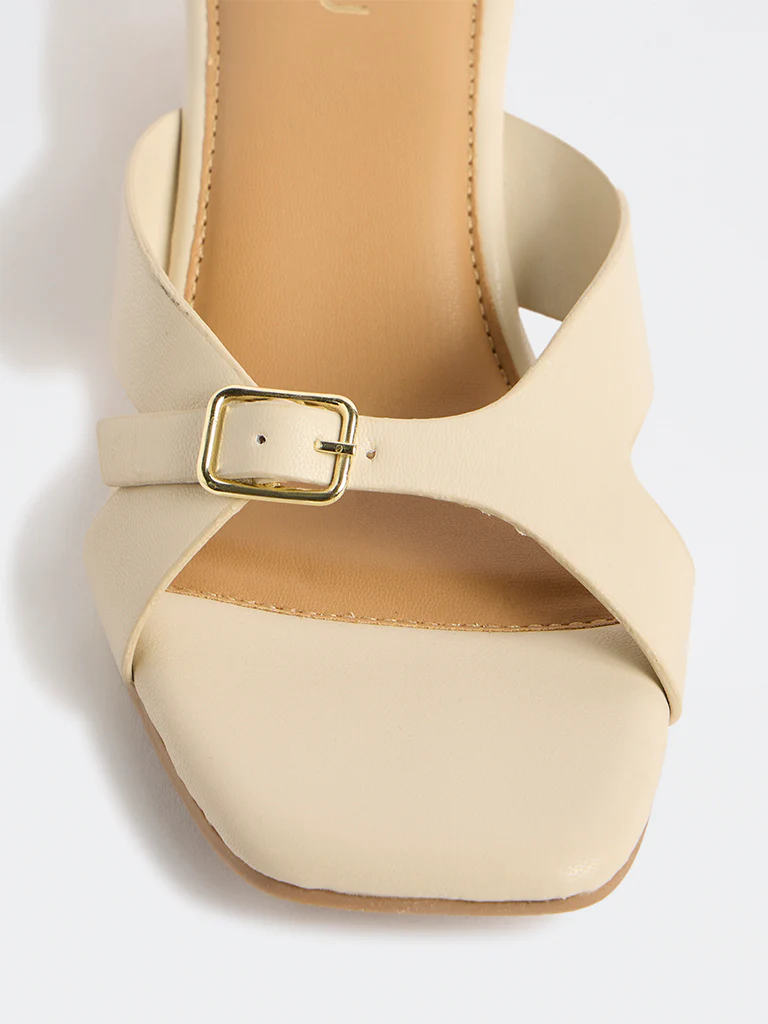 LUNA BLU Ivory Buckle-Strap Wedge Sandals - Image 4