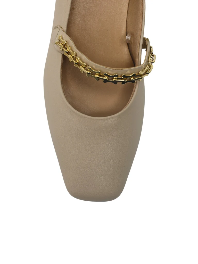 LUNA BLU Ivory Chain Detail Mary Jane Shoes - Image 3