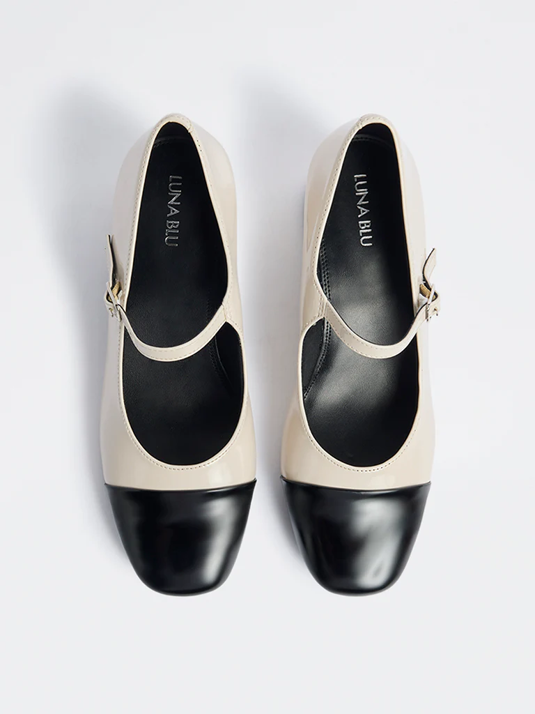 LUNA BLU Ivory Colour-Block Mary Jane Shoes - Image 2