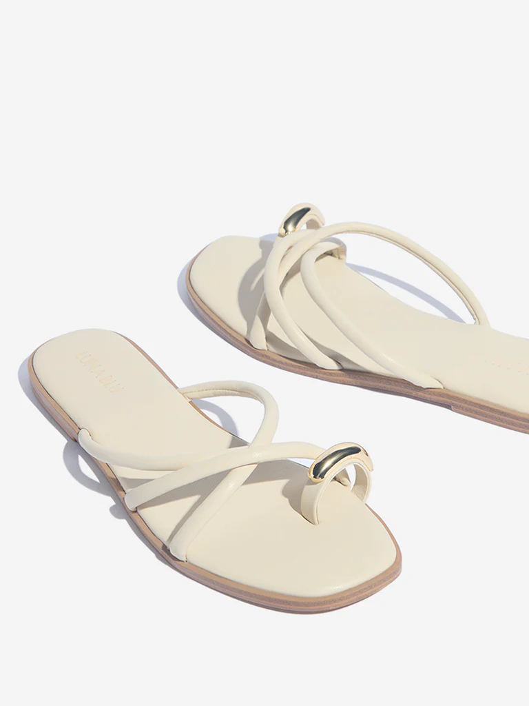 LUNA BLU Ivory Cord Toe-Ring Sandals - Image 3