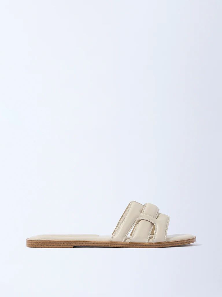 LUNA BLU Ivory Criss-Cross Detailed Slides - Exclusive - Image 2
