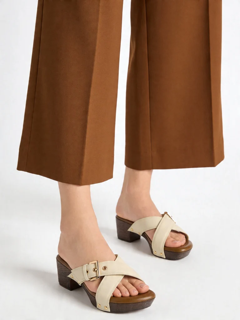 LUNA BLU Ivory Criss-Cross Strap Heel Sandals
