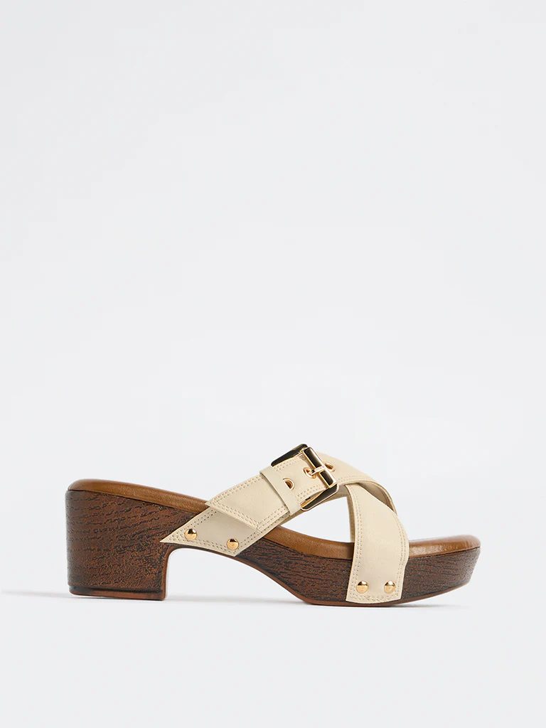 LUNA BLU Ivory Criss-Cross Strap Heel Sandals - Image 2