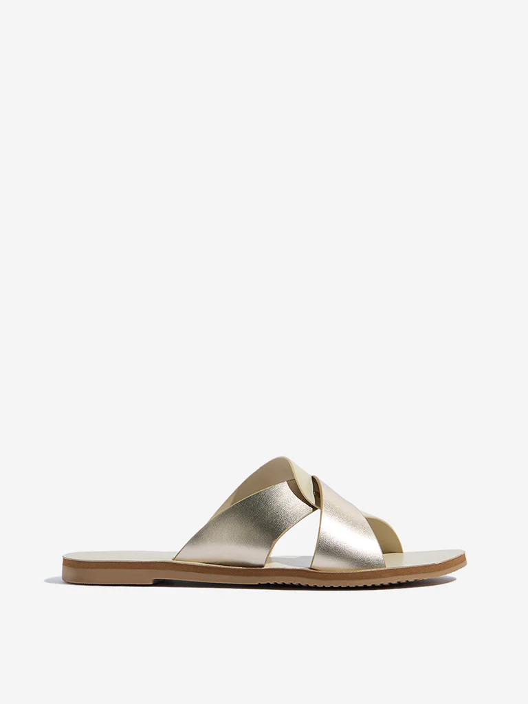 LUNA BLU Ivory Criss-Cross Strap Slides - Image 3