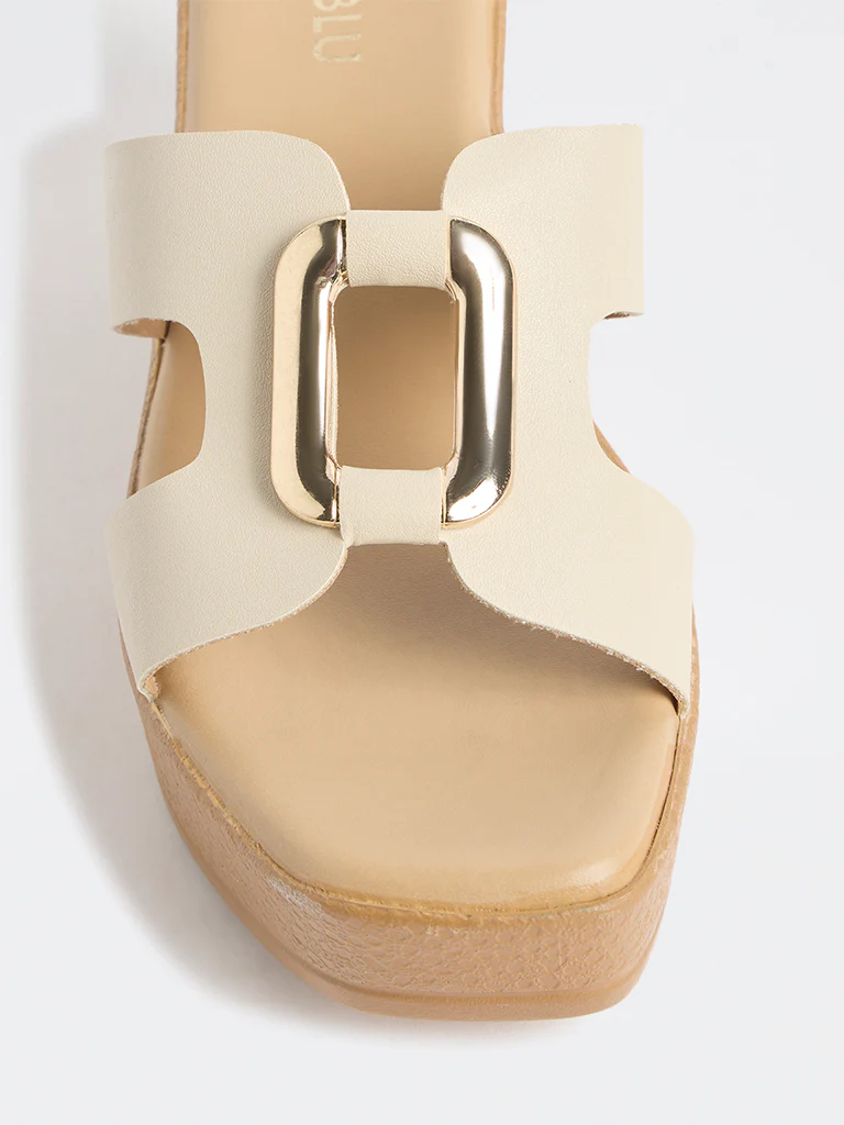 LUNA BLU Ivory Cut-Out Strap Wedge-Heel Sandals - Image 4