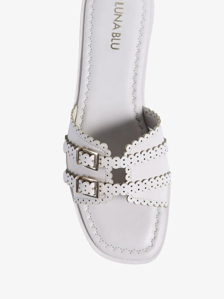 LUNA BLU Ivory Double Strap Slip-On Sandals - Image 2