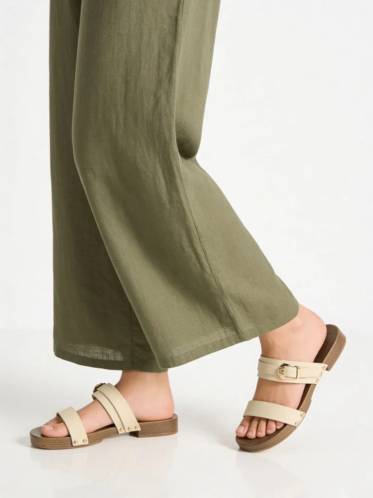 LUNA BLU Ivory Dual Strap Flat Sandals
