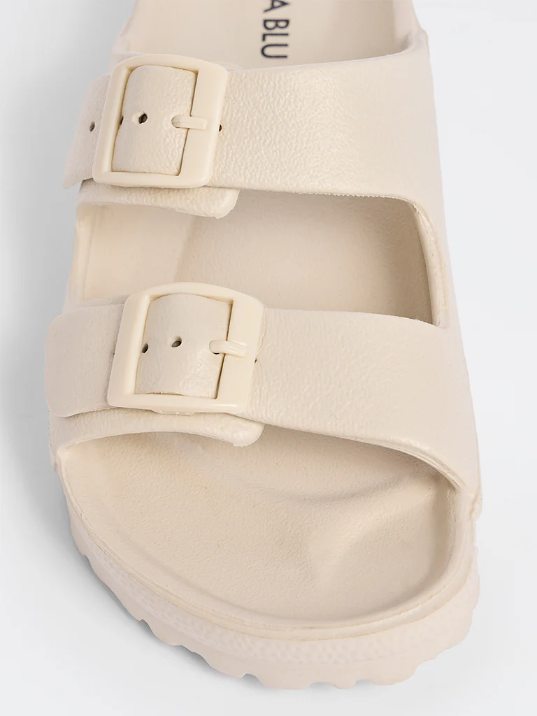 LUNA BLU Ivory Dual-Strap Slip-On Sandals - Image 2