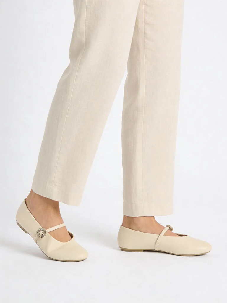 LUNA BLU Ivory Embellished Mary Jane Shoes