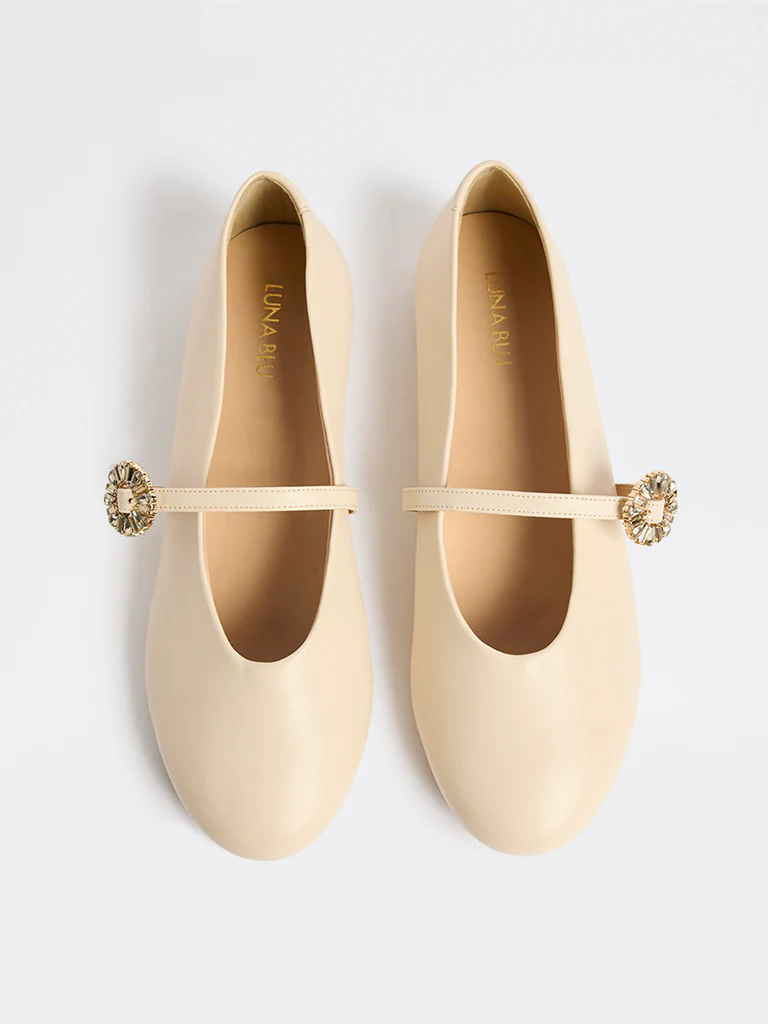 LUNA BLU Ivory Embellished Mary Jane Shoes - Image 3