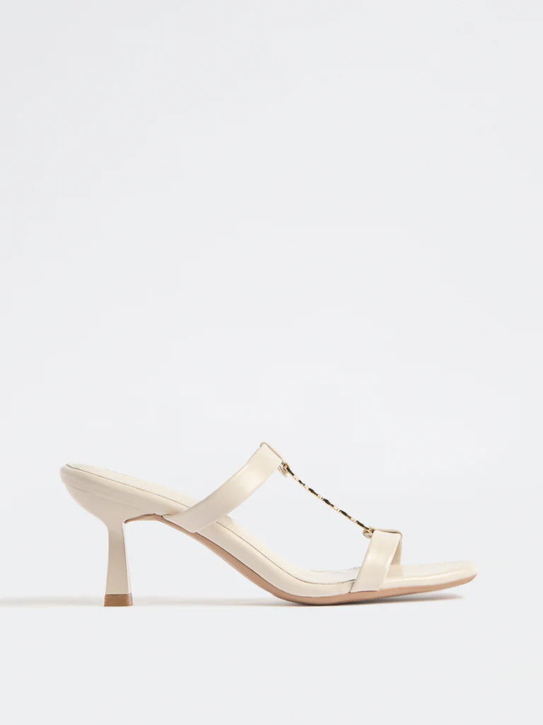 LUNA BLU Ivory Embellished Strap Heel Sandals - Image 2
