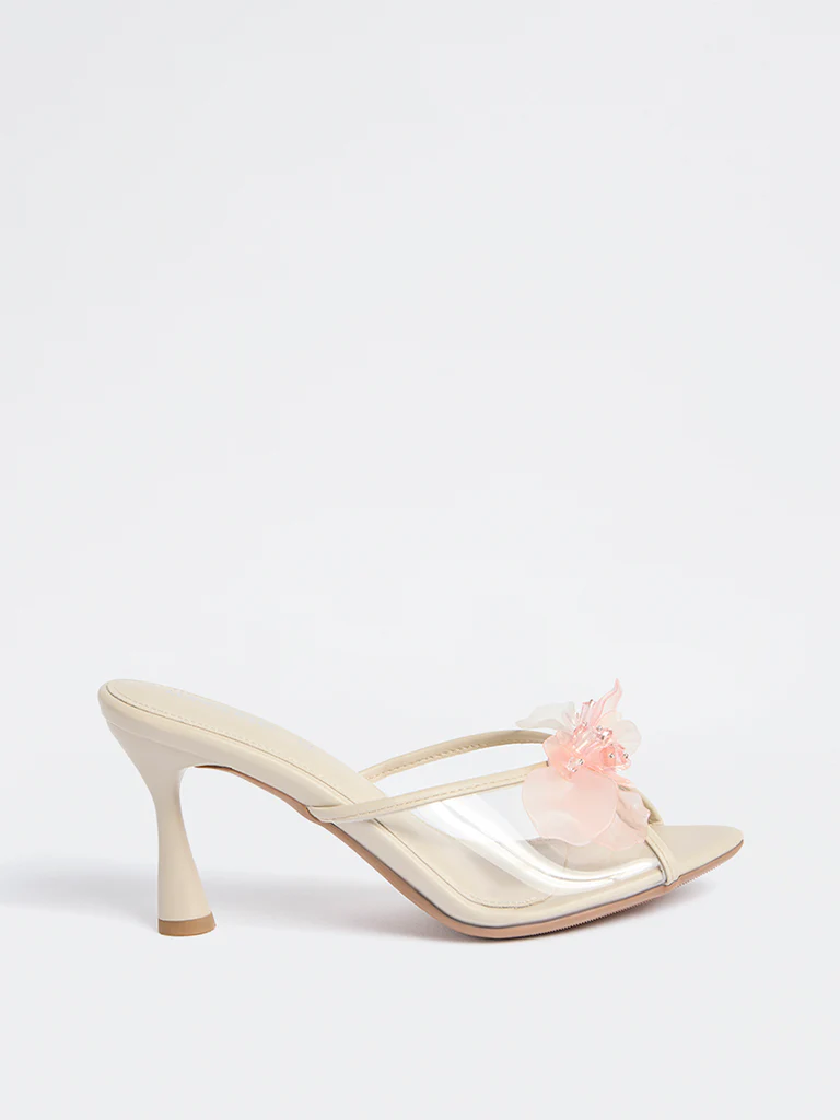 LUNA BLU Ivory Floral-Detailed Heel Sandals - Image 2