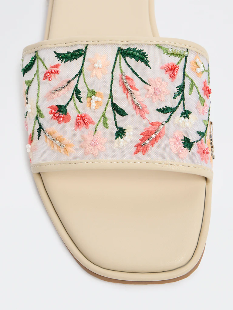 LUNA BLU Ivory Floral Detailed Slides - Image 3