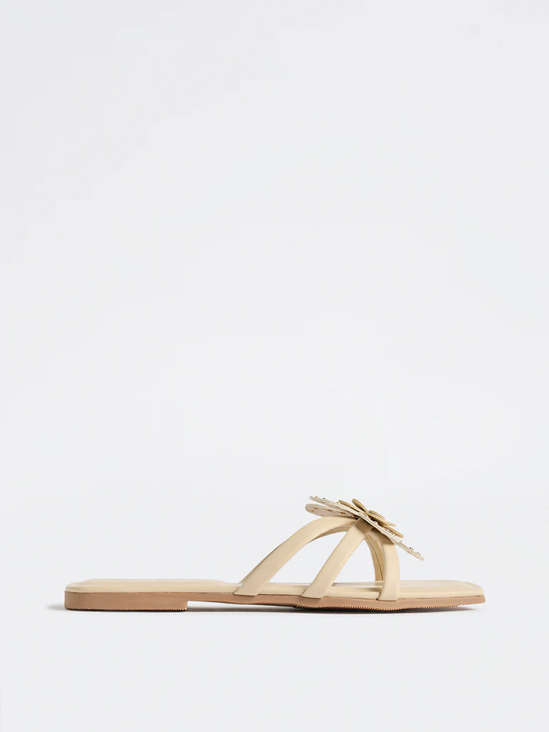 LUNA BLU Ivory Floral-Detailed Slides - Image 2