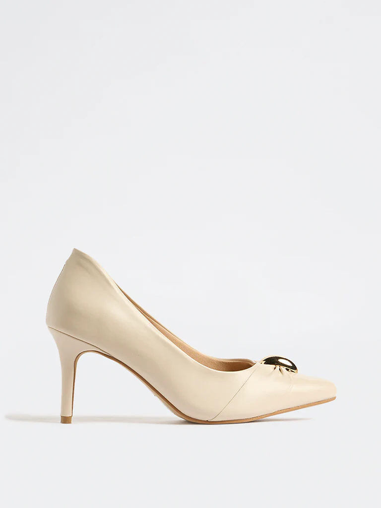 LUNA BLU Ivory Hardware-Detailed Stiletto Pump Shoes - Image 2