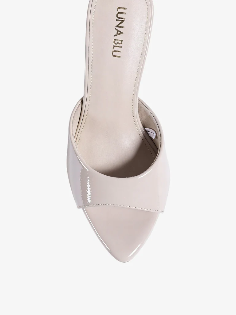 LUNA BLU Ivory Kitten Heel Slip-On Mules