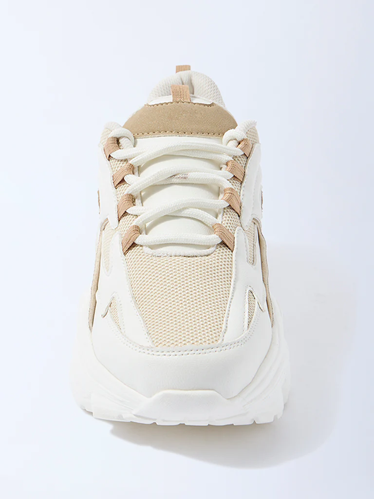 LUNA BLU Ivory Mesh Lace-Up Sneakers - Image 2