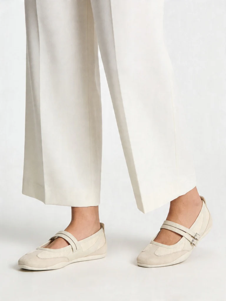 LUNA BLU Ivory Mesh-Textured Mary Jane Shoes - Image 2
