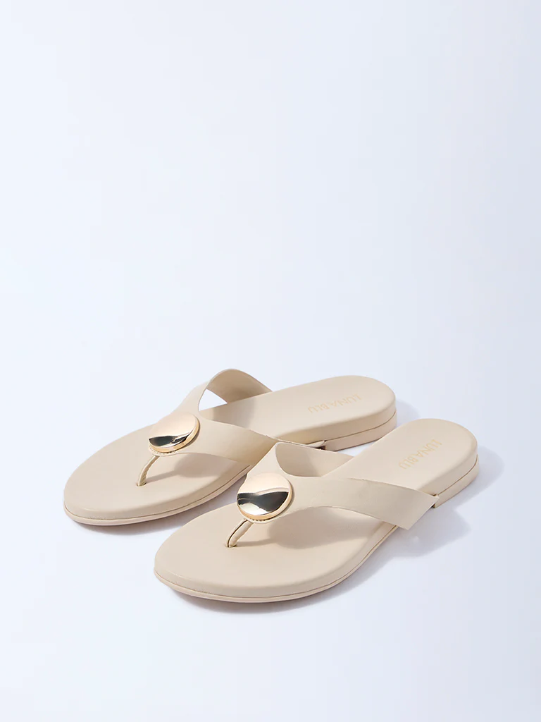 LUNA BLU Ivory Metal-Detailed Flip-Flops - Image 2