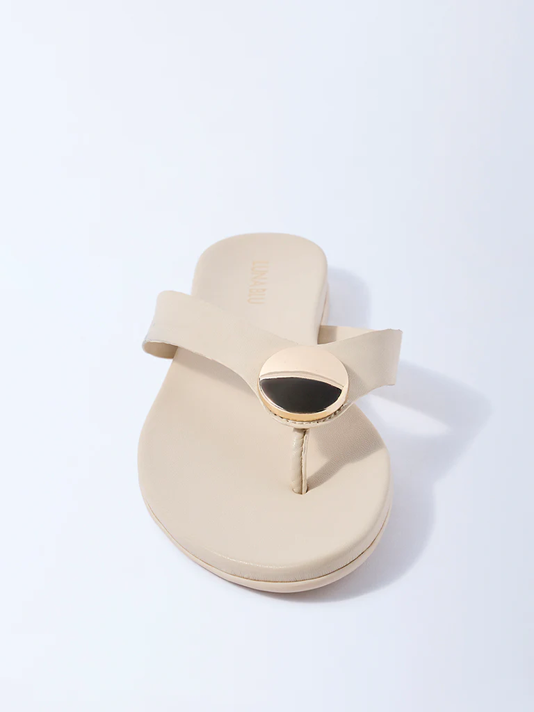 LUNA BLU Ivory Metal-Detailed Flip-Flops - Image 3
