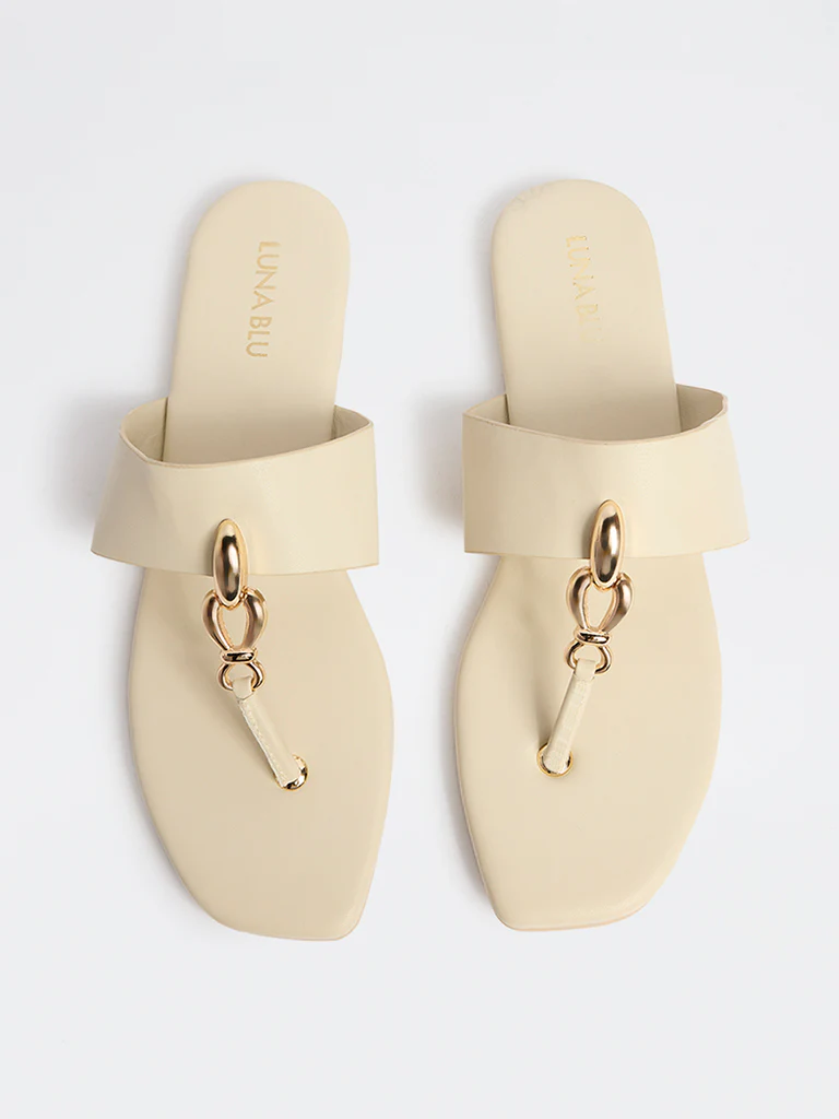 LUNA BLU Ivory Metallic-Detailed Slides - Image 2